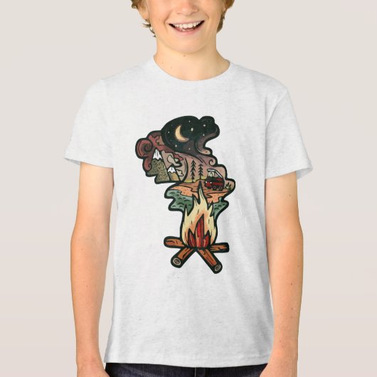 Avontuurlijke kampvuuravond Tri-Blend shirt (Voorkant)