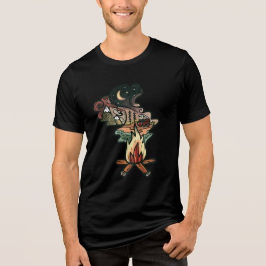 Avontuurlijke kampvuurnacht Tri-Blend shirt (Voorkant)