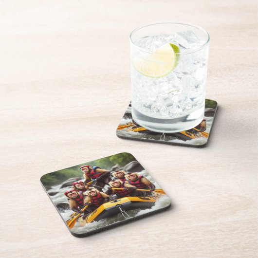 Avontuurlijke kapucijnapen Whitewater Rafting Bier Onderzetter (Rechterzijde)