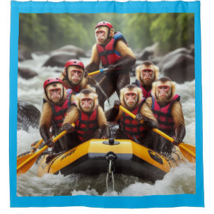 Avontuurlijke kapucijnapen Whitewater Rafting Douchegordijn