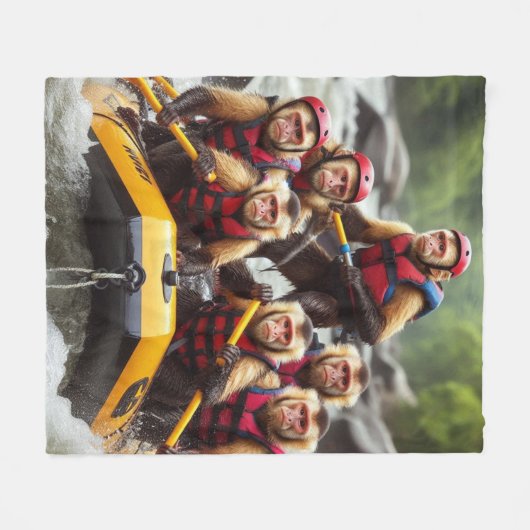 Avontuurlijke kapucijnapen Whitewater Rafting Fleece Deken (Voorkant (Horizontaal))