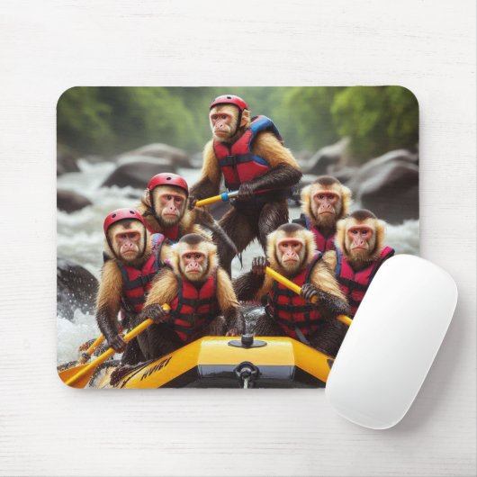 Avontuurlijke kapucijnapen Whitewater Rafting Muismat (Met muis)