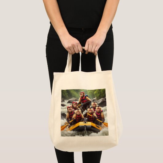Avontuurlijke kapucijnapen Whitewater Rafting Tote Bag (Voorkant (product))