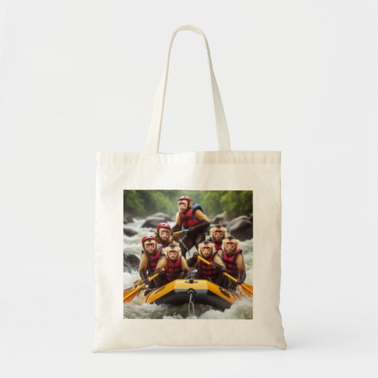 Avontuurlijke kapucijnapen Whitewater Rafting Tote Bag (Voorkant)