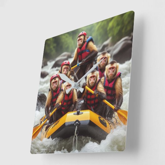 Avontuurlijke kapucijnapen Whitewater Rafting Vierkante Klok (Hoek)