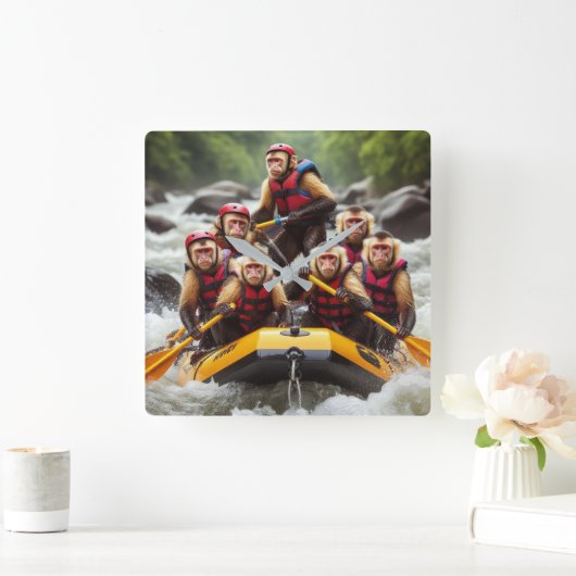 Avontuurlijke kapucijnapen Whitewater Rafting Vierkante Klok (Huis)