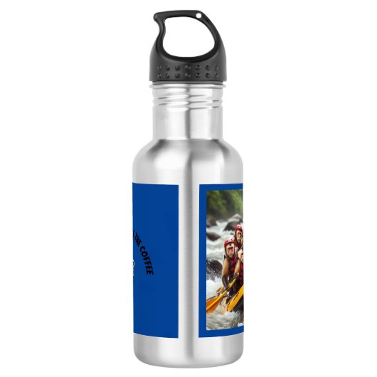 Avontuurlijke kapucijnapen Whitewater Rafting Waterfles (Achterkant)