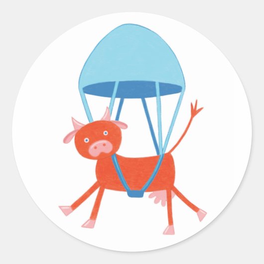 avontuurlijke Koe Ronde Sticker (Voorkant)