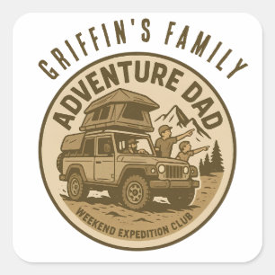Avontuurlijke Papa – WEEKEND EXPEDITIE CLUB Vierkante Sticker