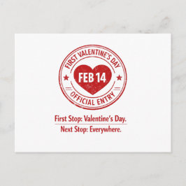 Avontuurlijke Paspoortstempel Eerste Valentijnsdag Briefkaart