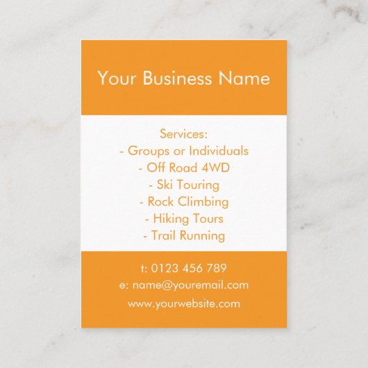 Avontuurlijke reisgids visitekaartje (Achterkant)