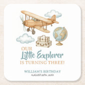 Avontuurlijke reizen Little Explorer Verjaardag Kartonnen Onderzetters (Voorkant)