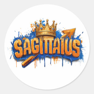 Avontuurlijke Sagittarius Zodiac Graffiti Airbrush Ronde Sticker