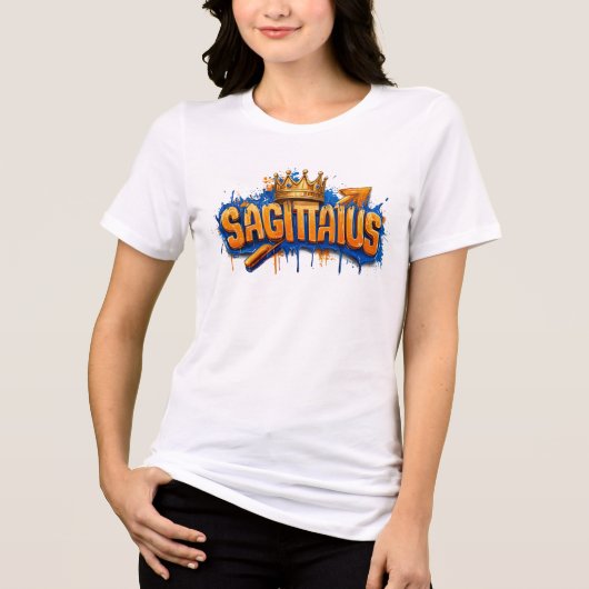 Avontuurlijke Sagittarius Zodiac Graffiti Airbrush Tri-Blend Shirt (Voorkant)