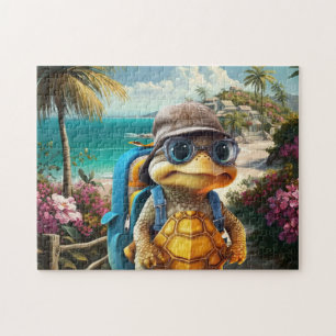 Avontuurlijke Schattige Kleine Schildpad met Rugza Legpuzzel
