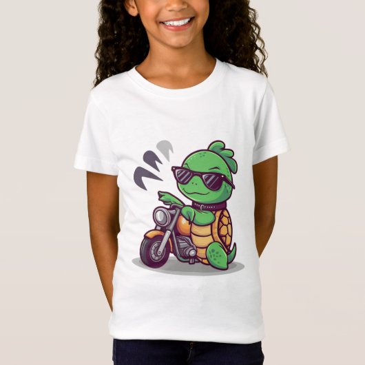 Avontuurlijke schildpad op scooter t-shirt (Voorkant)