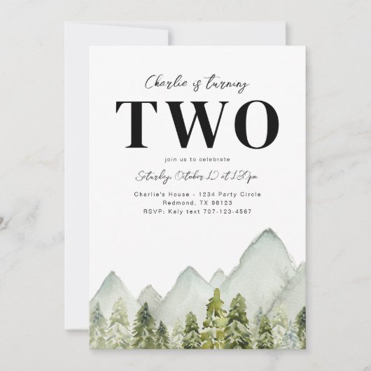 Avontuurlijke verjaardagsuitnodiging | Bergen Verj Kaart (Voorkant)