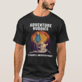 Avontuurlijke vrienden hond wandelen & bergzonsond t-shirt (Voorkant)