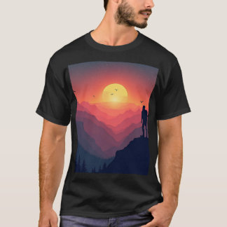 Avontuurlijke Wandelaar Silhouet bij Zonsondergang T-shirt