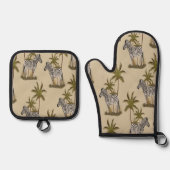 Avontuurlijke zebra & palmboom ovenwant & pannenlap set (Voorkant)