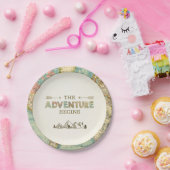 Avontuurpapier Borden Reizen Wereldkaart Douche Papieren Bordje (Feest)