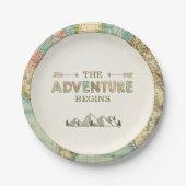 Avontuurpapier Borden Reizen Wereldkaart Douche Papieren Bordje (Voorkant)