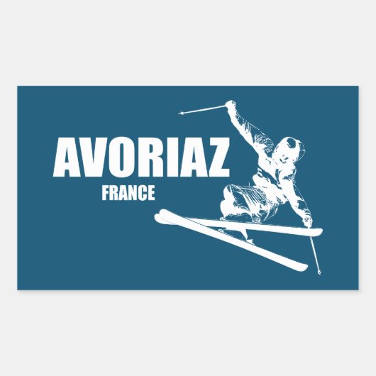 Avoriaz France Skier Rechthoekige Sticker (Voorkant)