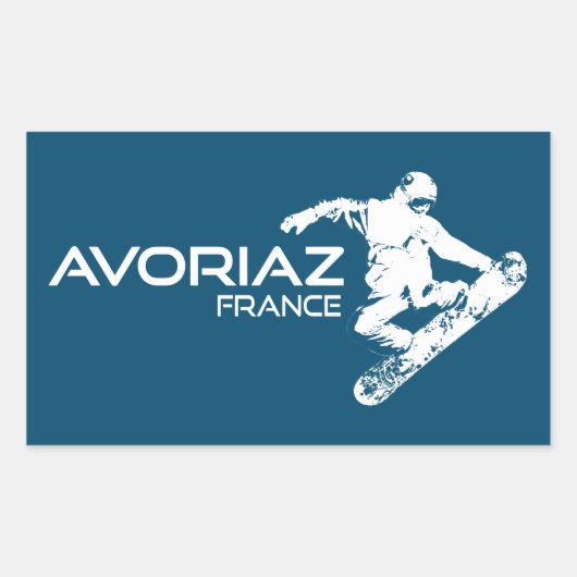 Avoriaz France Snowboarder Rechthoekige Sticker (Voorkant)