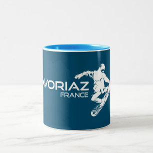 Avoriaz France Snowboarder Tweekleurige Koffiemok