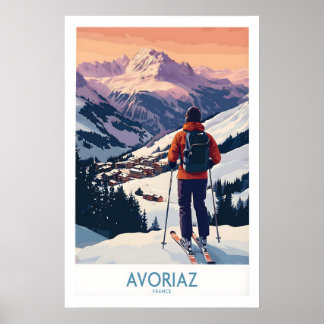 Avoriaz Frankrijk Ski Kunstprint Alpen Dorpsposter Poster