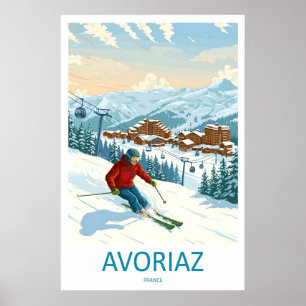 Avoriaz Frankrijk Ski Print Vintage Reisposter