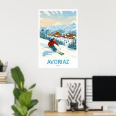 Avoriaz Frankrijk Ski Print Vintage Reisposter (Thuiskantoor)