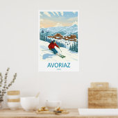 Avoriaz Frankrijk Ski Print Vintage Reisposter (Keuken)