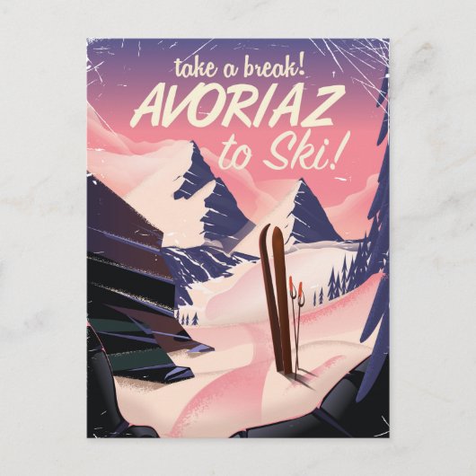 Avoriaz Frankrijk ski reisposter Briefkaart (Voorkant)
