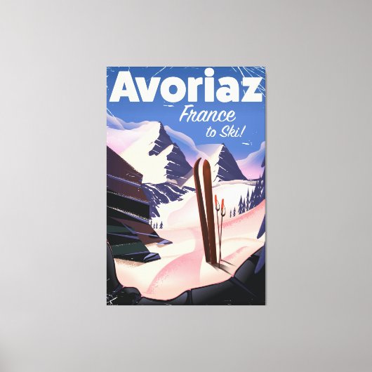 Avoriaz, Franse skiposter Canvas Afdruk (Voorkant)