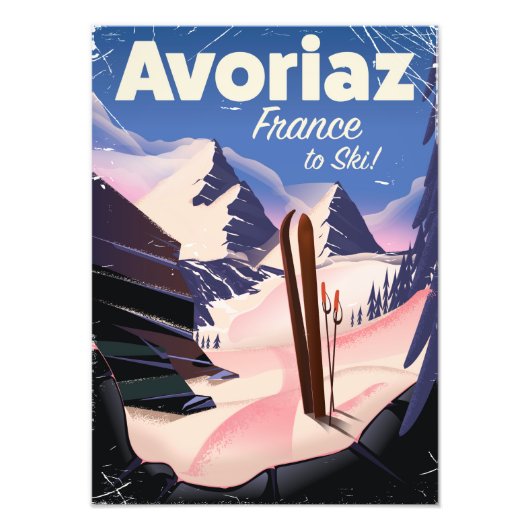 Avoriaz, Franse skireisposter Foto Afdruk (Voorkant)