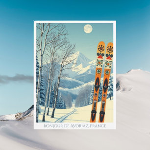 Avoriaz Haute-Savoie Frankrijk ski retro ansichtka Briefkaart