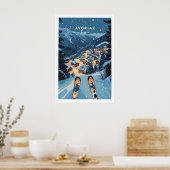 Avoriaz Poster - Winter Chalets Print Franse Ski (Keuken)