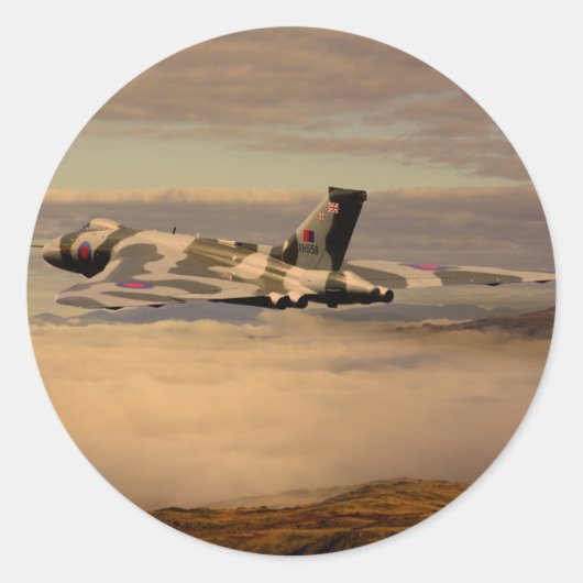 Avro Vulcan Bomber XH558 Ronde Sticker (Voorkant)