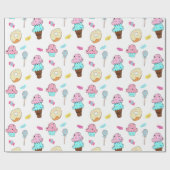 Avryl Fleur's Schattigee Ice Cream Cone Cupcake Do Cadeaupapier (Vlak)