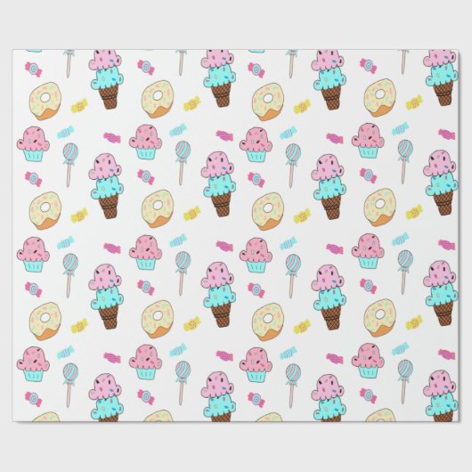 Avryl Fleur's Schattigee Ice Cream Cone Cupcake Do Cadeaupapier (Zoom)