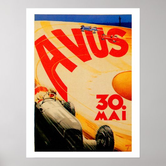 AVUS ~ Race Car Track Berlin Duitsland Poster (Voorkant)