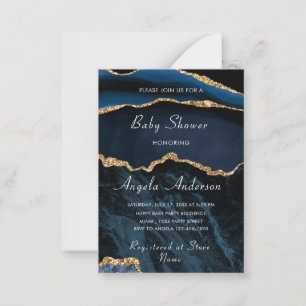 Avy Blauwe Gouden Baby Shower Uitnodiging Sjabloon