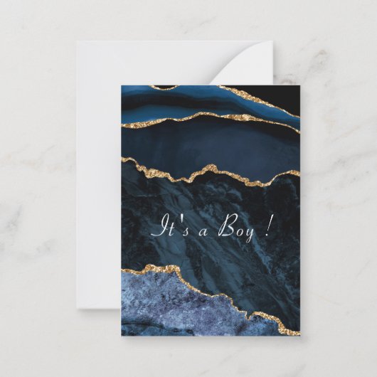 avy Blue Gold Baby shower Invitation Sjabloon (Achterkant)