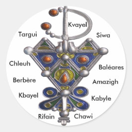 avzim bleu, Amaghir, Rifain, Kabyle, Berbère Ronde Sticker