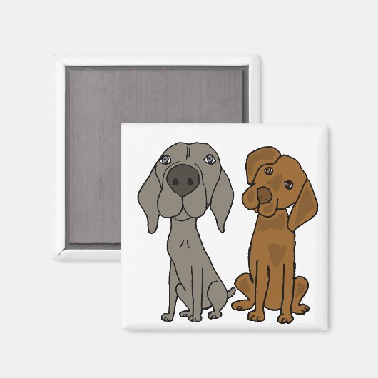 AW- Cartoon Weimaraner en Pointer Magnet (Voorkant / Achterkant)