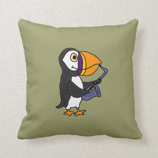 AW- Funny Puffin-Spelsaxophone Pillow Kussen