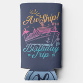 AW schip aangepaste verjaardag cruise groep matchi Seltzer Blikjeskoeler (Achterkant)