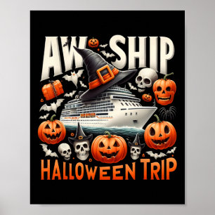AW schip Halloween reis Happy Halloween Spooky Pum Poster