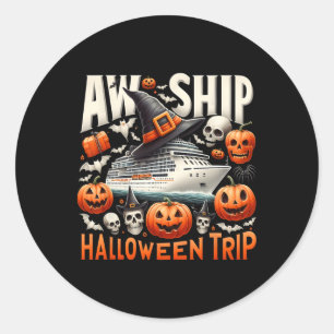 AW schip Halloween reis Happy Halloween Spooky Pum Ronde Sticker